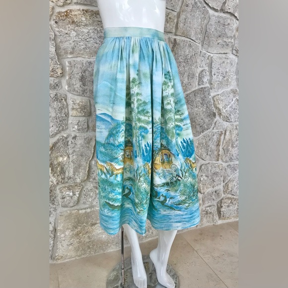 Beautiful John Wolf Vintage 50s 60s Scenic Skirt Horses & Overland Mail Co Buggy - Picture 8 of 9